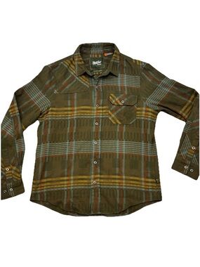 Howler Bros Harkers Flannel Shirt Mens Medium Button Down Green Plaid